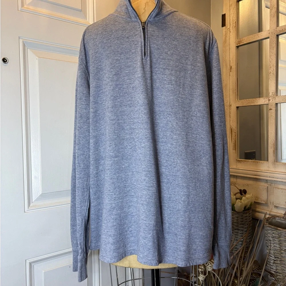 J. Crew Knit Goods Men's Heathered Long Sleeve Blue 1/4 Zip‎ Sweater Athleisure
